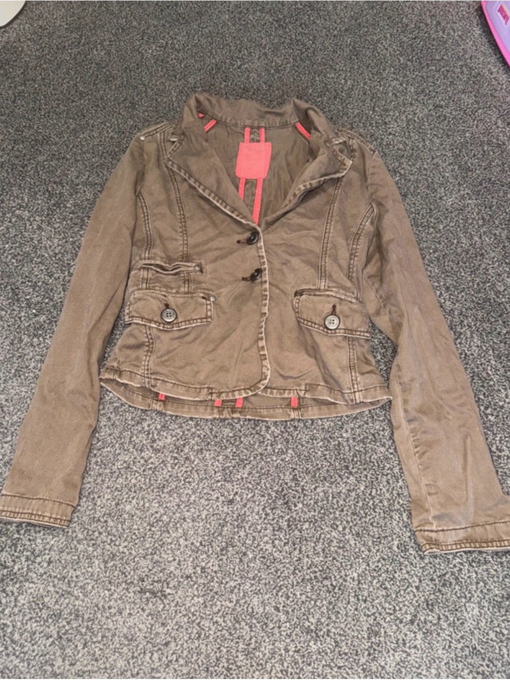 Y2K Maurice’s Cropped Utility Jacket Brown Military Style Small